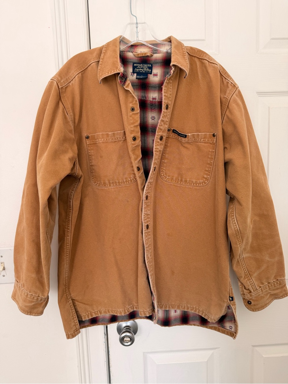 Vintage Moose Creek Canvas Jacket Mens Large Flannel Lined Duck Chore Shacket L